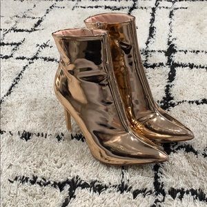 Rose Gold Mirrored Metallic Boots
